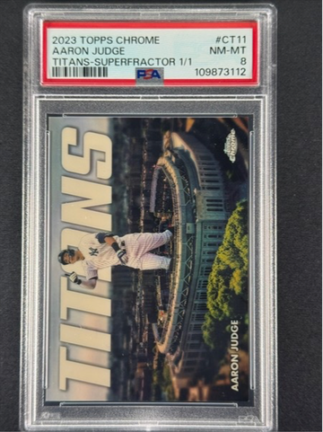 Superfractor 2023 Topps Chrome Titans Aaron Judge 1/1 PSA 8.