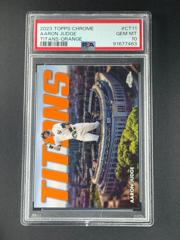 2023 Topps Chrome Titans #CT11 Aaron Judge Orange Refractor /25 PSA 10 Yankees