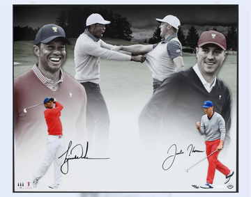 Tiger Woods Justin Thomas “Mutual Respect” 20x24 Upper Deck Authentic Auto /50