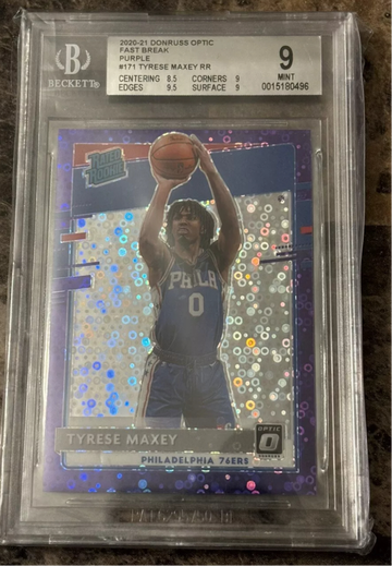 2020 Donruss Optic Fast Break Tyrese Maxey RR 8/96 Beckett 9 🔥