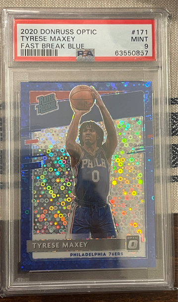 2020 Donruss Optic Tyrese Maxey Fast Break Blue 30/50 PSA 9 🔥