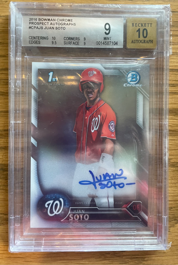 Juan soto 2016 bowman chrome 1st auto bgs 9 