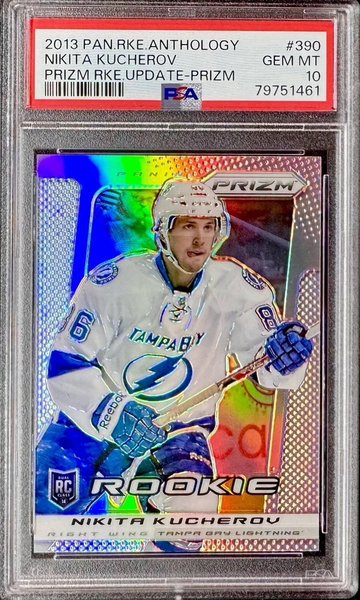 2013-14 PANINI PRIZM #390 NIKITA KUCHEROV SILVER PRIZM ROOKIE RC SSP VERY LOW POP PSA 10 GEM MINT