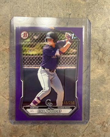 2026 Bowman Ethan Holliday /250 Purple Team Color Match #BP-1 Colorado Rockies