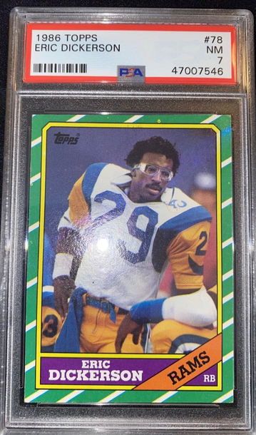 1986 Topps Football Card #78 Eric Dickerson HOF PSA 7 LA Rams