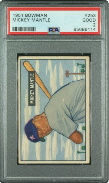 1951 Bowman #253 Mickey Mantle RC PSA 2