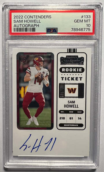 2022 Panini Contenders Sam Howell Auto PSA 10 Rookie Card #133 Commanders