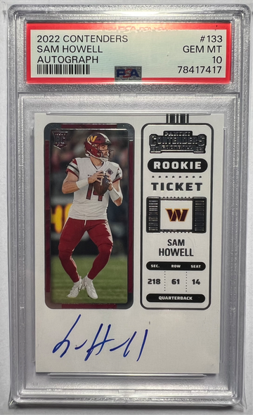 2022 Panini Contenders Sam Howell Rookie Ticket Auto PSA 10 #133 RC Gem