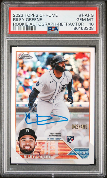 2023 Topps Chrome Riley Greene Rookie Auto Refractor PSA 10 GEM MT #RARG RC