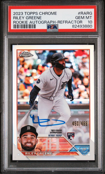 2023 Topps Chrome Riley Greene Refractor Auto /499 PSA 10 GEM MT #RARG RC Tigers