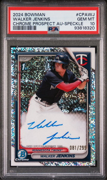 2024 Bowman Walker Jenkins 1st Chrome Speckle Auto /299 PSA 10 GEM MT #CPAWJ