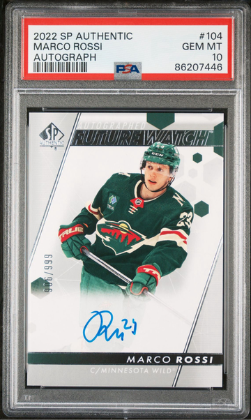 2022 SP Authentic Marco Rossi Future Watch Auto /999 PSA 10 GEM MT #104 RC