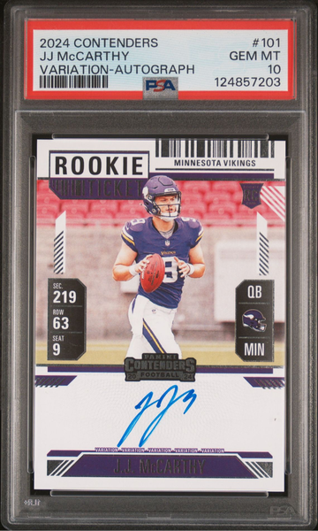 2024 Contenders JJ McCarthy Variation Rookie Ticket Auto PSA 10 #101 RC