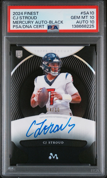 2024 Finest CJ Stroud Mercury Auto Black /10 PSA 10 DNA 10 RC #SA10 Texans