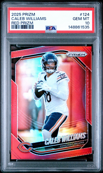 2025 Panini Prizm Caleb Williams Red Prizm SSP PSA 10 GEM MT #124 Pop 1