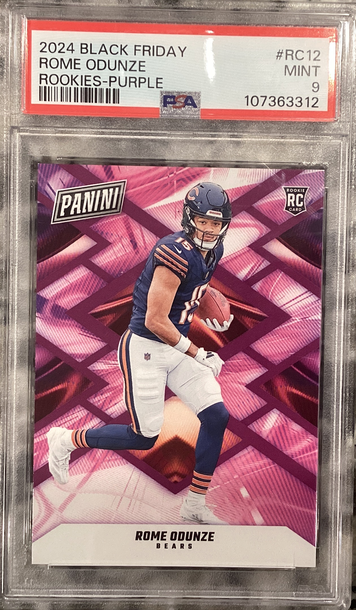 2024 PANINI BLACK FRIDAY ROME ODUNZE ROOKIES PURPLE /25 PSA 9 POP 1