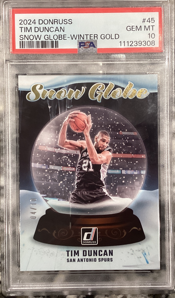 2024 DONRUSS TIM DUNCAN SNOW GLOBE WINTER GOLD PSA 10 POP 1 
