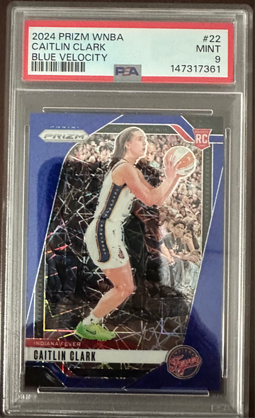 2024 PRIZM WNBA CAITLIN CLARK BLUE VELOCITY PSA9