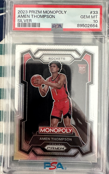 2023 PRIZM MONOPOLY AMEN THOMPSON #33 SILVER PSA 10