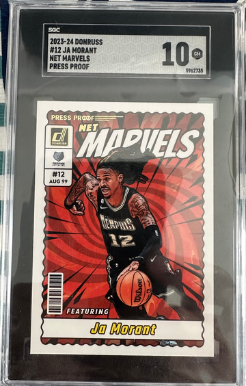 2023-24 DONRUSS #12 JA MORANT NET MARVELS PRESS PROOF
