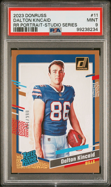 2023 Donruss Dalton Kincaid RR Portrait Jersey # 86/100 PSA 9