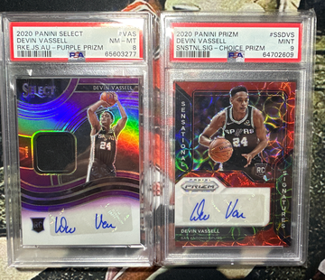 Devin Vassell Rookie Auto Jersey RPA Two Card Lot PSA Graded RC /99