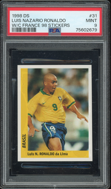 1998 DS World Cup France Stickers Ronaldo #31 PSA 9 POP 4 Only 1 Higher