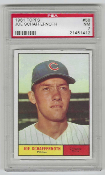 1961 Topps Joe Schaffernoth PSA 7 Chicago Cubs Baseball Card #58
