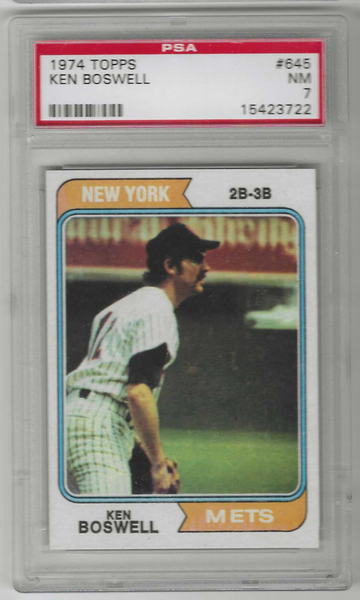 1974 Topps Baseball Card Ken Boswell #645 PSA 7 New York Mets