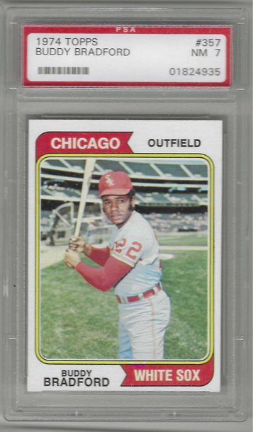 1974 Topps Baseball Card Buddy Bradford #357 PSA 7 Chicago White Sox