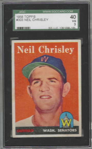 1958 Topps Neil Chrisley #303 Washington Senators SGC 3 Baseball Card