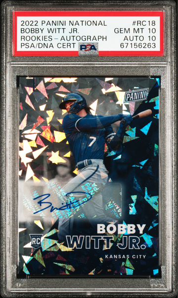 2022 Panini Bobby Witt Jr Rookie Auto Gem Mint 10