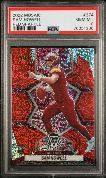 Sam Howell 2022 Panini Mosaic Red Sparkle RC #274 Commanders Rookie SSP PSA 10