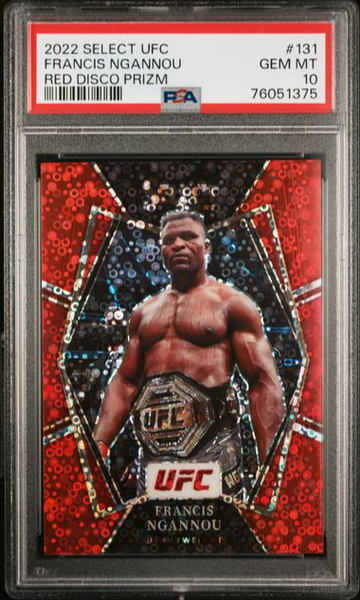 Francis Ngannou 2022 Panini Select UFC Premier Level Red Disco Prizm /99 PSA 10