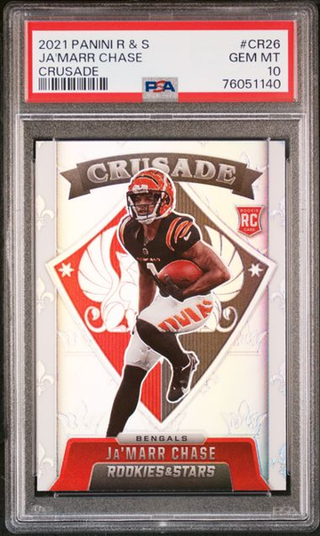 Ja'Marr Chase 2021 Panini Rookies and Stars Crusade RC #CR26 Rookie PSA 10