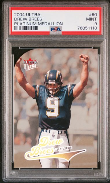 Drew Brees 2004 Fleer Ultra Platinum Medallion Die-Cut #90 SSP /66 Pop 2 PSA 9