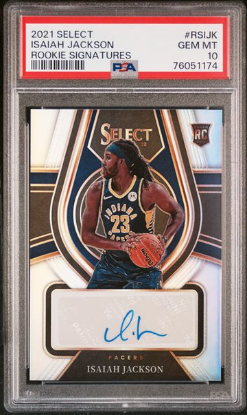 Isaiah Jackson 2021 Select Rookie Signatures Silver Prizm Auto RC #/249 PSA 10