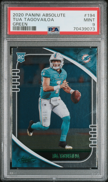 Tua Tagovailoa 2020 Panini Absolute Green RC #194 Miami Dolphins Rookie PSA 9
