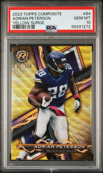 Adrian Peterson 2023 Topps Resurgence Yellow Surge NFL #84 060/200 Card PSA 10