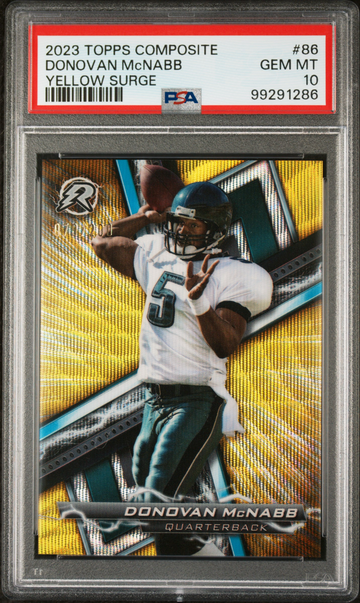 Donovan McNabb 2023 Topps Resurgence NFL #86 Yellow Surge 079/200 Card PSA 10 Gem Mint