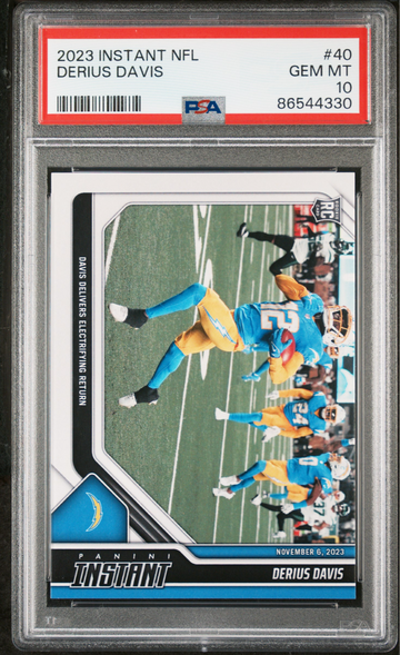 Derius Davis 2023 Panini NFL Rookie #40 Card 1 of 62 Chargers PSA 10 Gem Mint