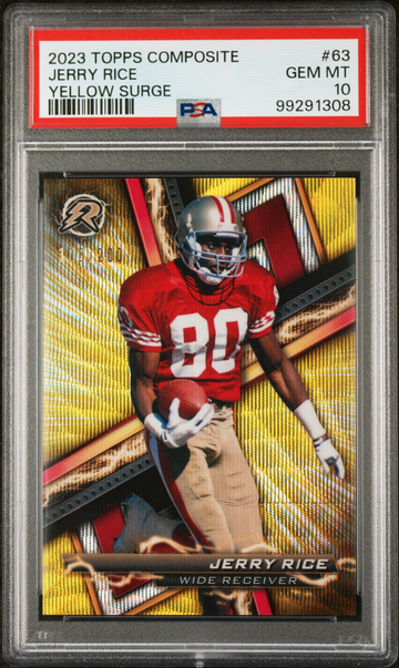 Jerry Rice 2023 Topps Resurgence NFL #63 Yellow Surge 103/200 Card PSA 10 Gem Mint