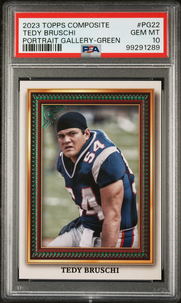 Tedy Bruschi 2023 Topps Portrait Gallery NFL #PG-22 Green 204/250 Card PSA 10
