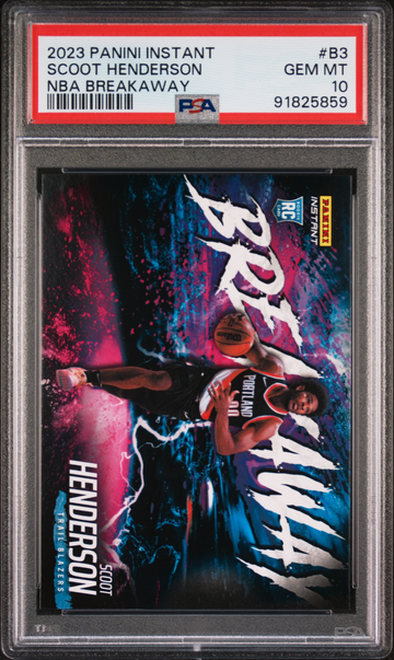 Scoot Henderson 2023-24 Panini NBA Breakaway #3 Rookie Card 1 of 4085 PSA 10 GEM