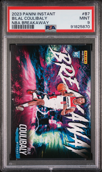 Bilal Coulibaly 2023-24 Panini NBA Breakaway #7 Rookie Card 1 of 4085 PSA 9 Mint