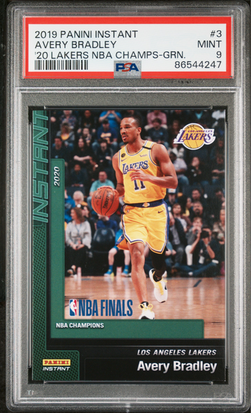 Avery Bradley 2020 Panini LA Lakers NBA Champions #3 Green Card 10/10 PSA 9 Mint