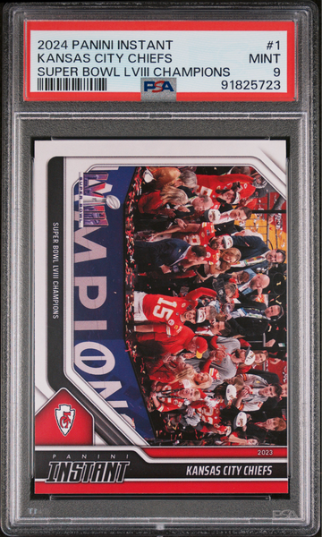 2023 Kansas City Chiefs Panini NFL Superbowl LVIII Champions #1 Card PSA 9 Mint