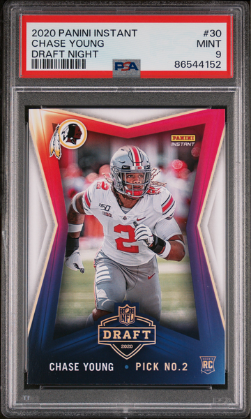 Chase Young 2020 Panini NFL Instant Draft Night #30 Rookie Card PSA 9 Mint