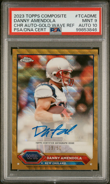 Danny Amendola 2023 Topps Chrome NFL #TCA-DME Gold Wave 19/50 PSA 9 Auto 10