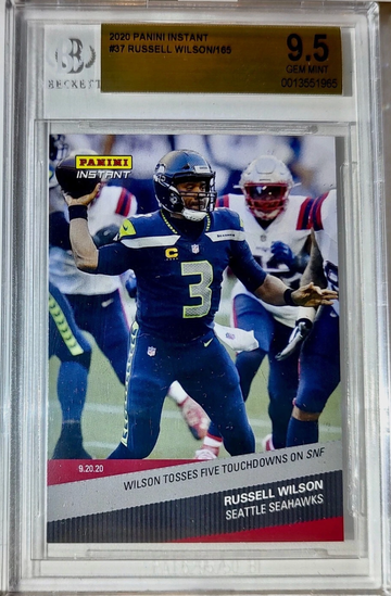 Russell Wilson 2020 Panini NFL #37 Football Card 1 of 165 BGS 9.5 Gem Seahawks